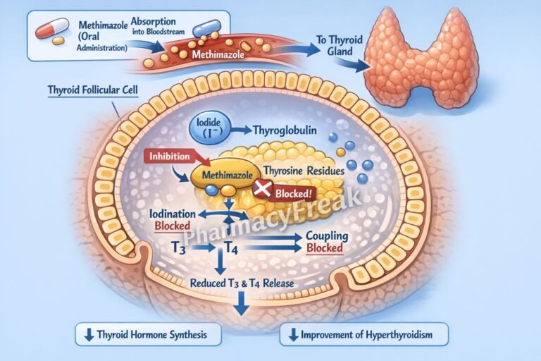 Mechanism of action of Methimazole