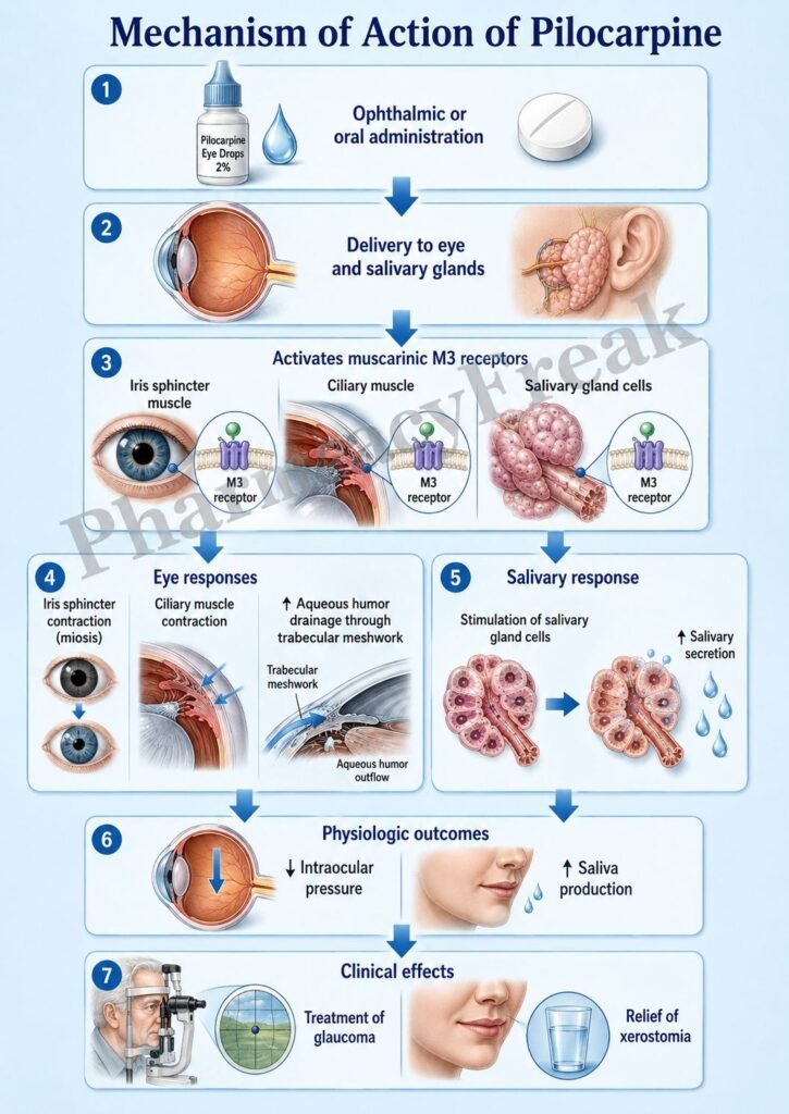 Mechanism of Action of Pilocarpine Flowchart