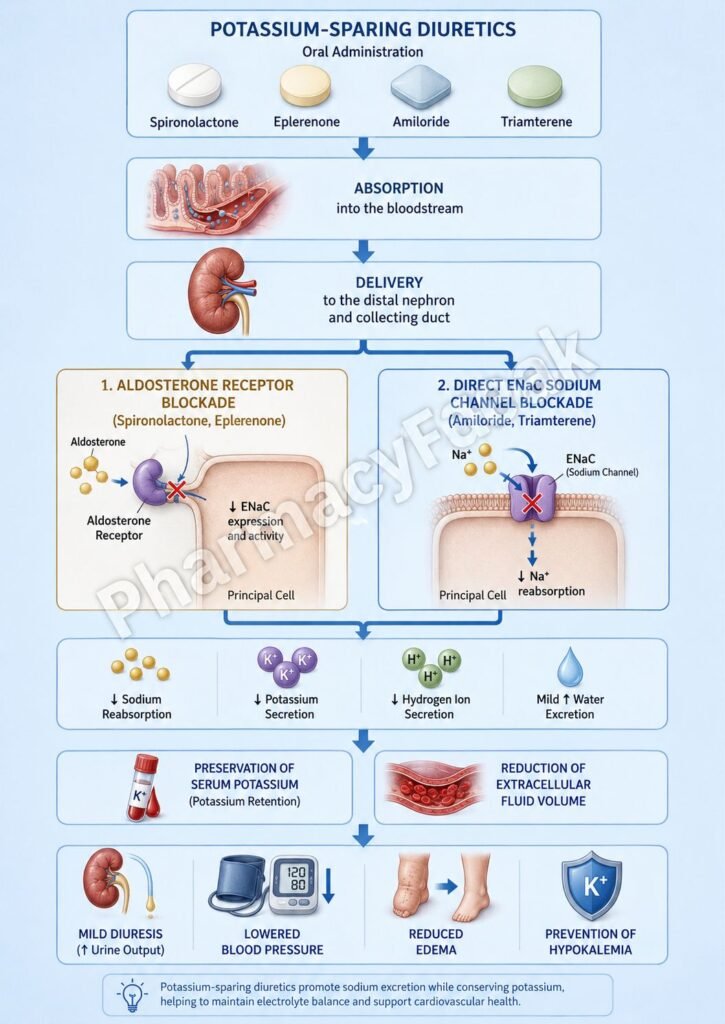 Mechanism of Action of Potassium-Sparing Diuretics Flowchart