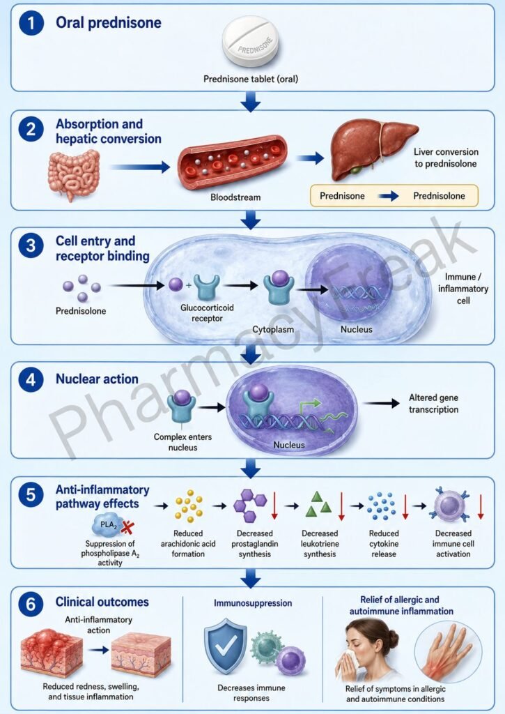 Mechanism of Action of Prednisone Flowchart