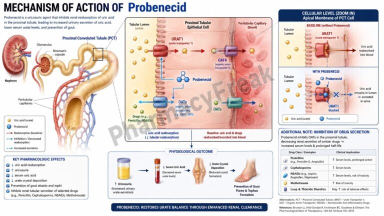 Mechanism of action of Probenecid