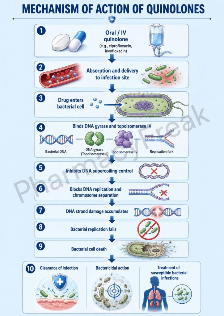 Mechanism of Action of Quinolones Flowchart