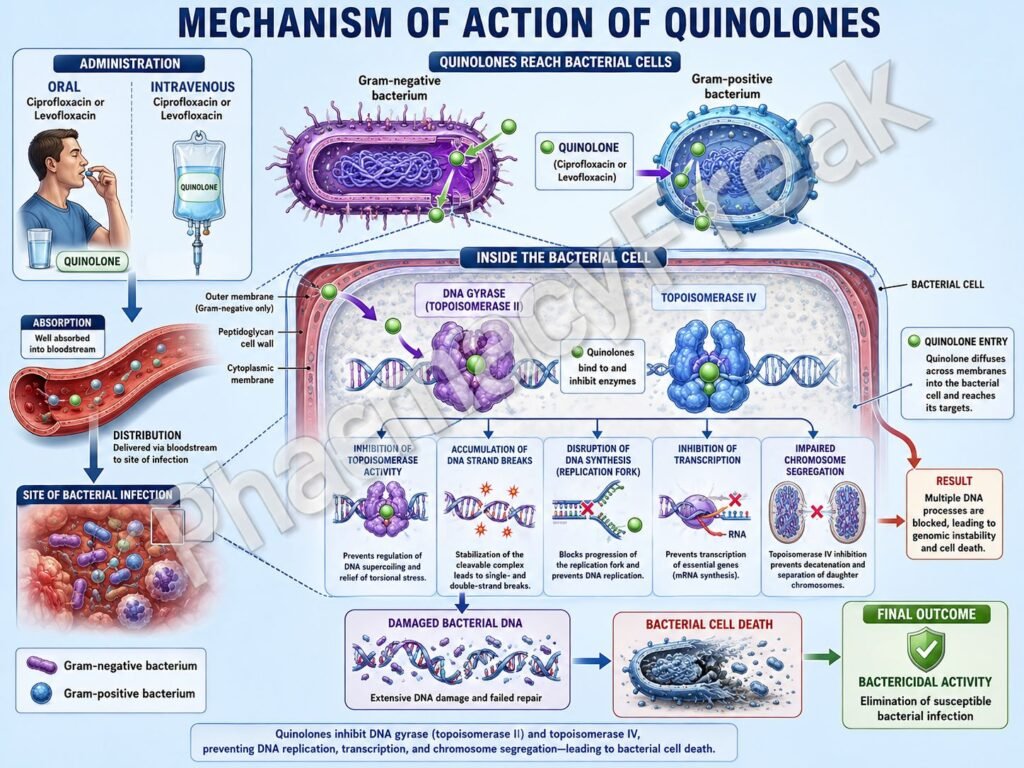 Mechanism of action of Quinolones