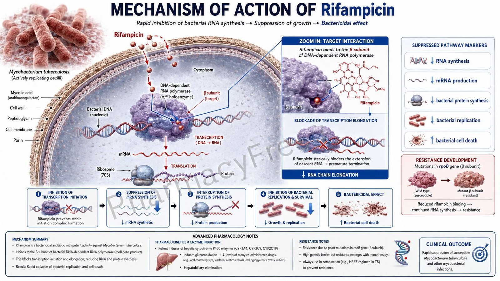 Mechanism of action of Rifampicin