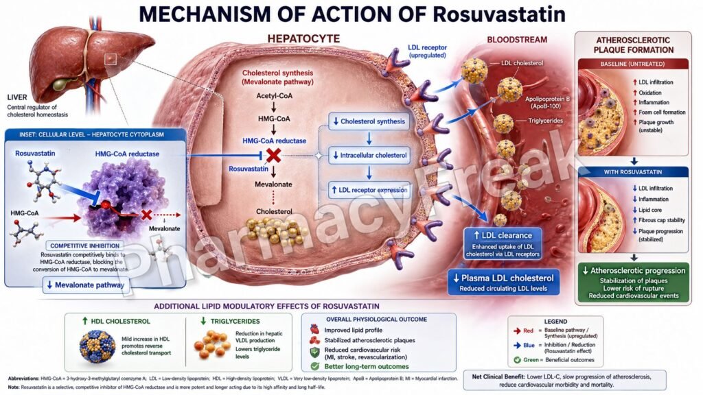 Mechanism of action of Rosuvastatin