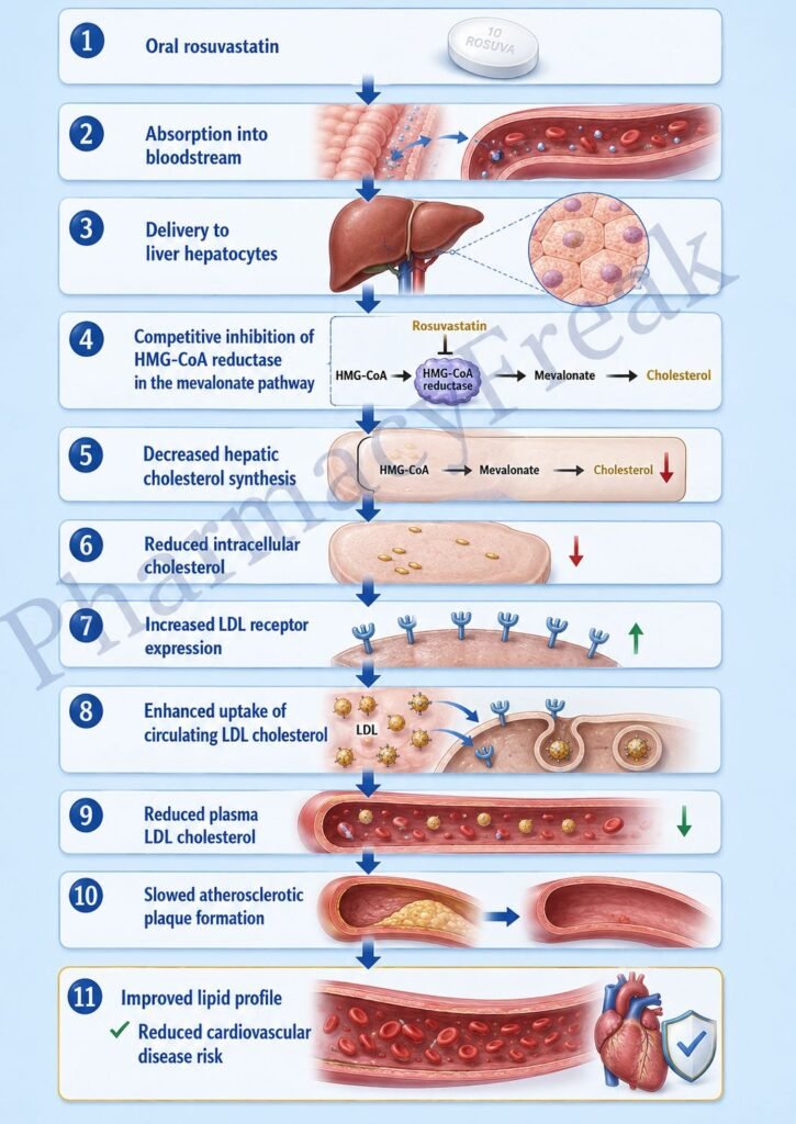 Mechanism of Action of Rosuvastatin Flowchart