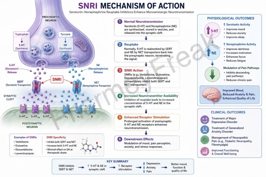Mechanism of action of SNRIs