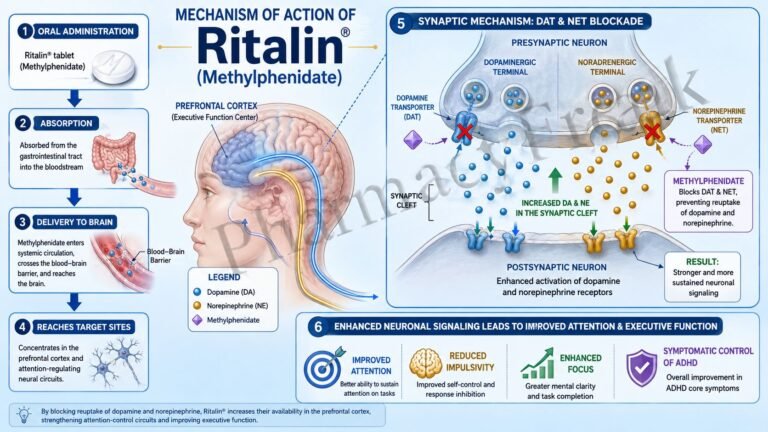 Mechanism of action of Ritalin