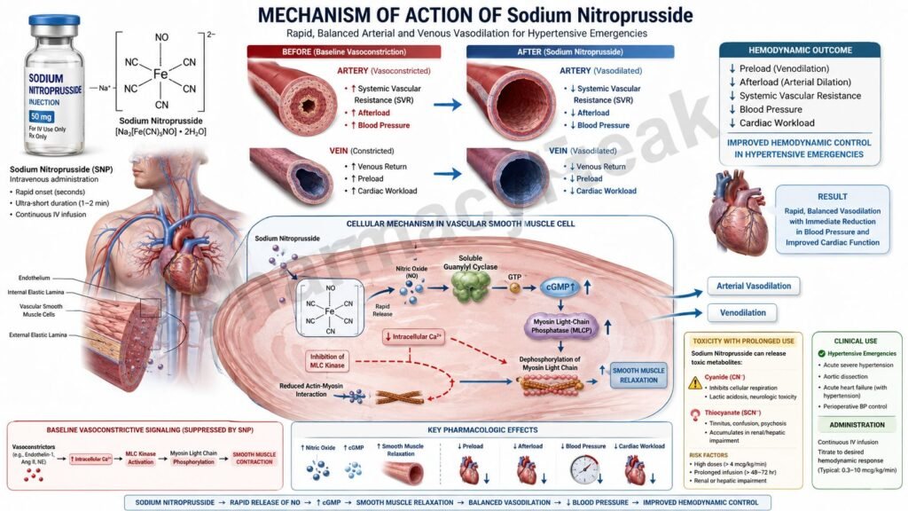 MOA of Sodium Nitroprusside