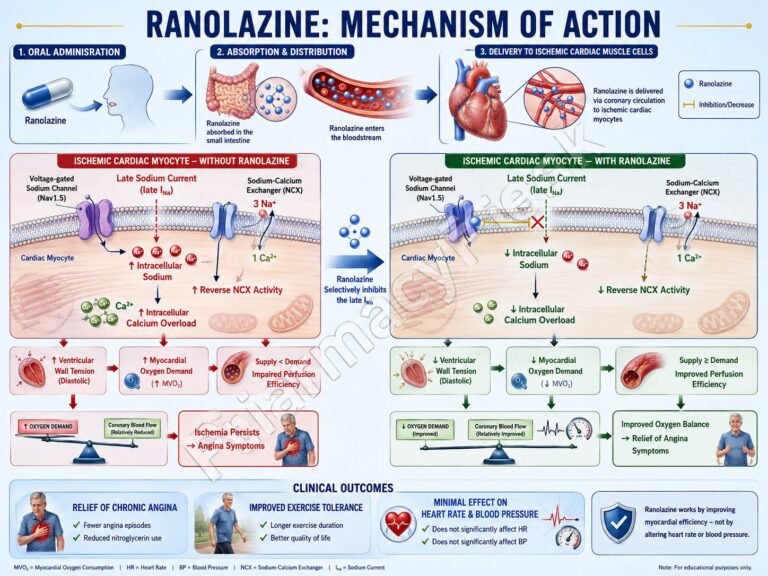 Mechanism of action of Ranolazine