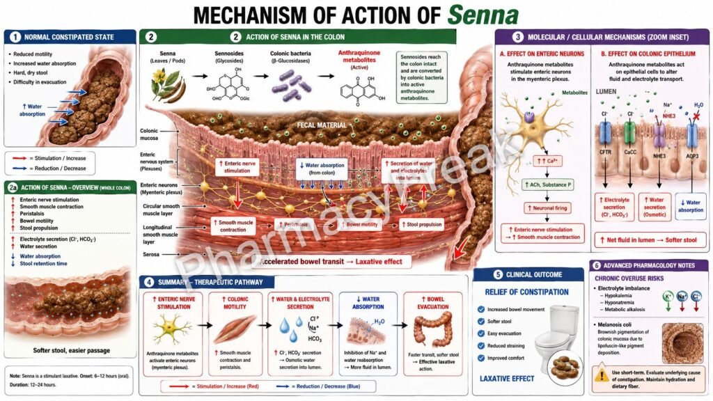 Mechanism of action of Senna