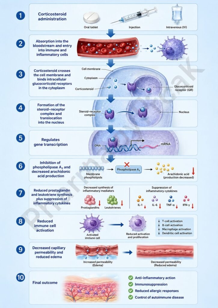 Mechanism of Action of Steroids Flowchart