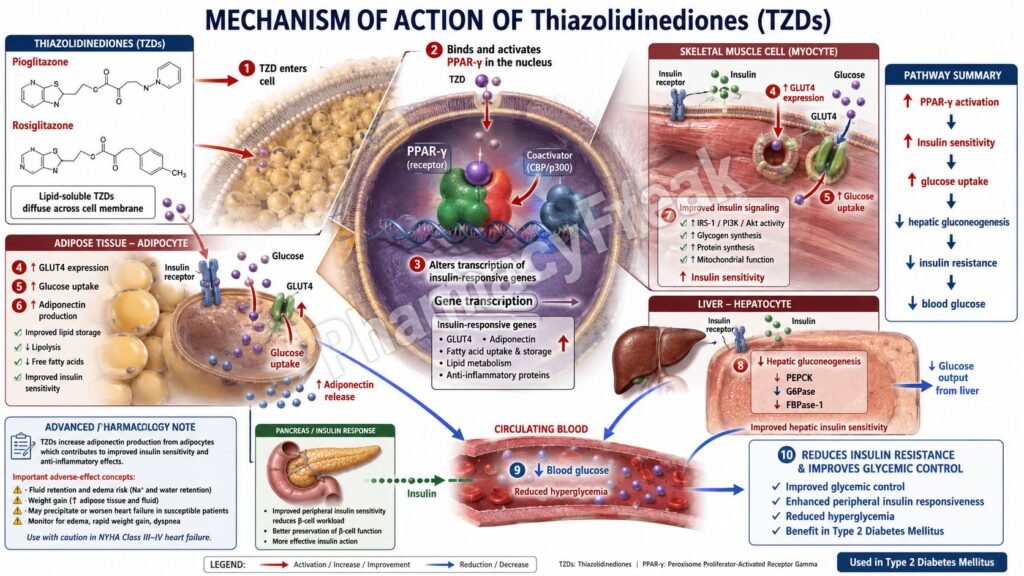 Mechanism of Action of Thiazolidinediones Flowchart