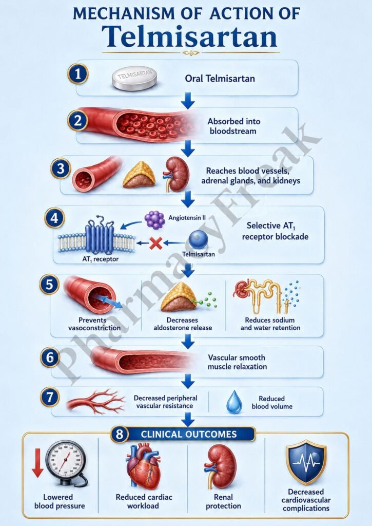 Mechanism of Action of Telmisartan Flowchart