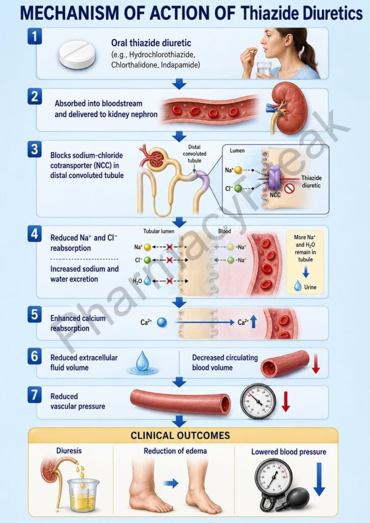 Mechanism of Action of Thiazide Diuretics Flowchart