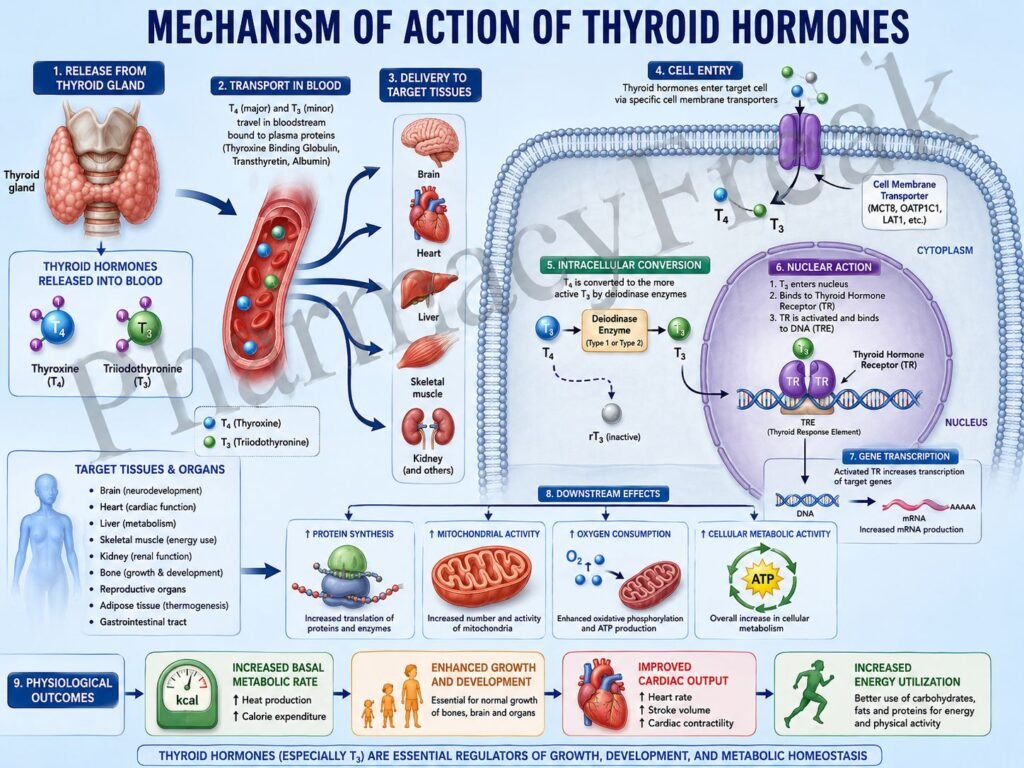 Mechanism of action of thyroid hormones