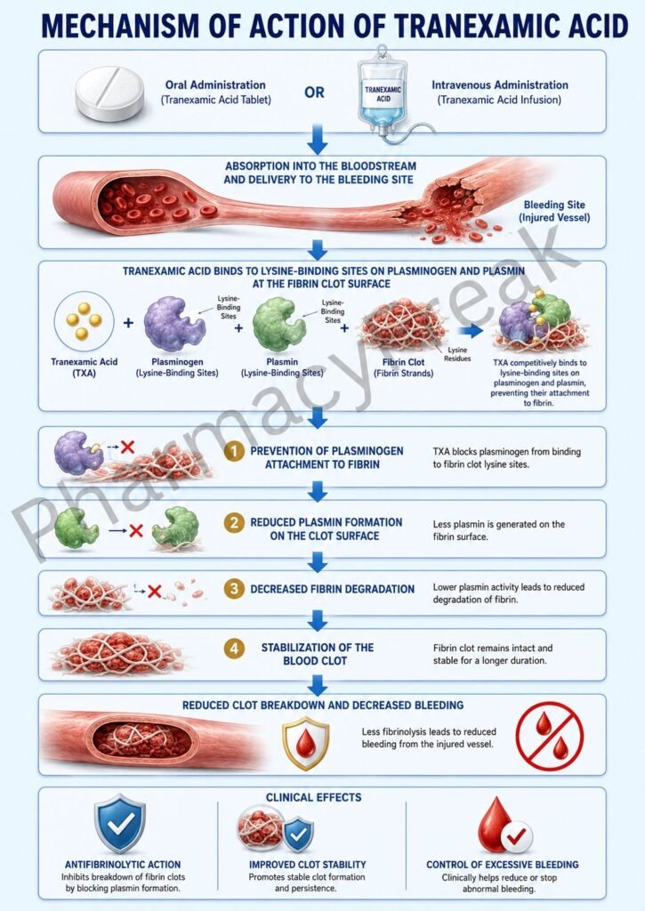 Mechanism of Action of Tranexamic Acid Flowchart
