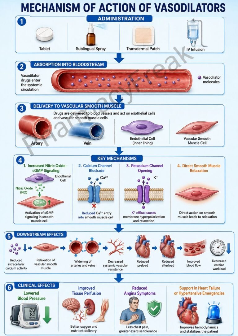 Mechanism of Action of Vasodilators Flowchart