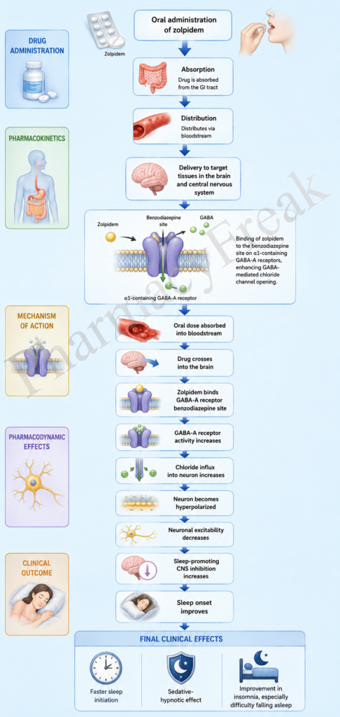 Mechanism of Action of Zolpidem Flowchart