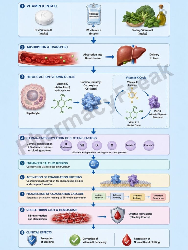 Mechanism of Action of Vitamin K Flowchart