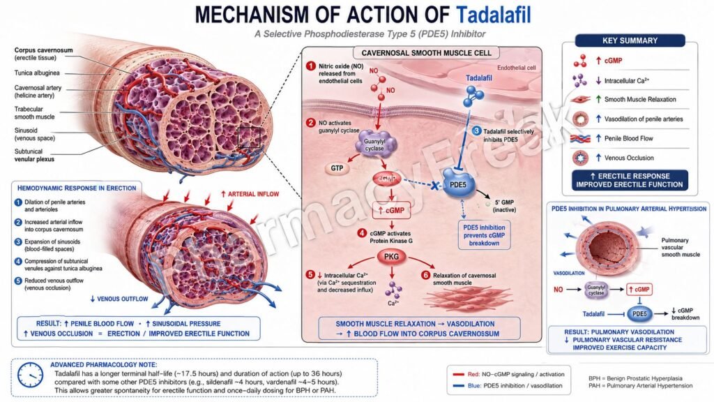 Mechanism of action of Tadalafil