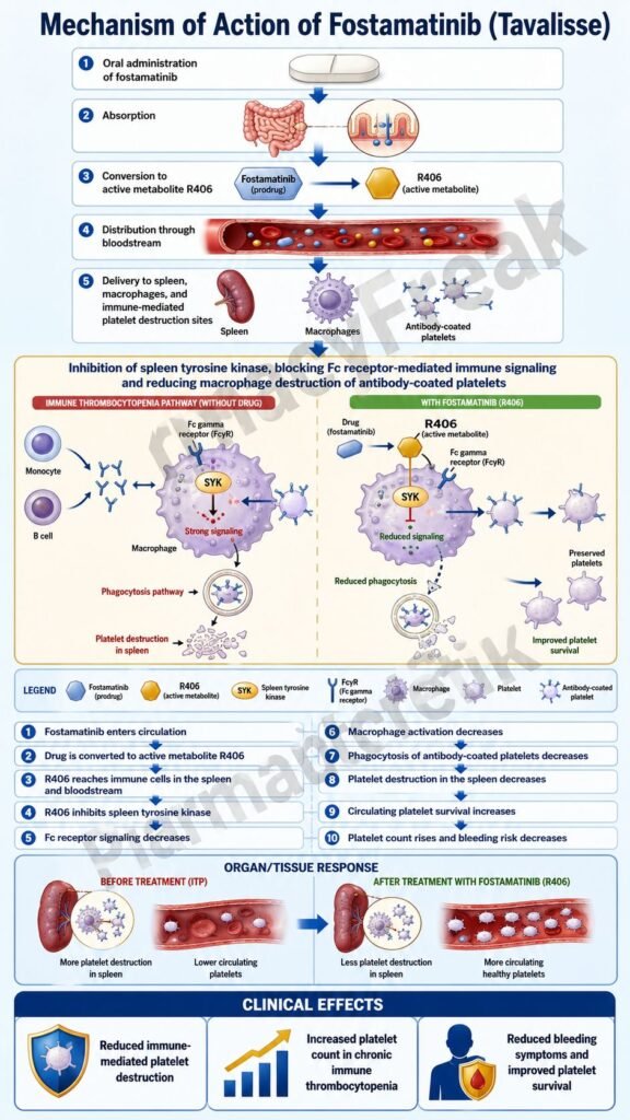Mechanism of Action of Fostamatinib Flowchart