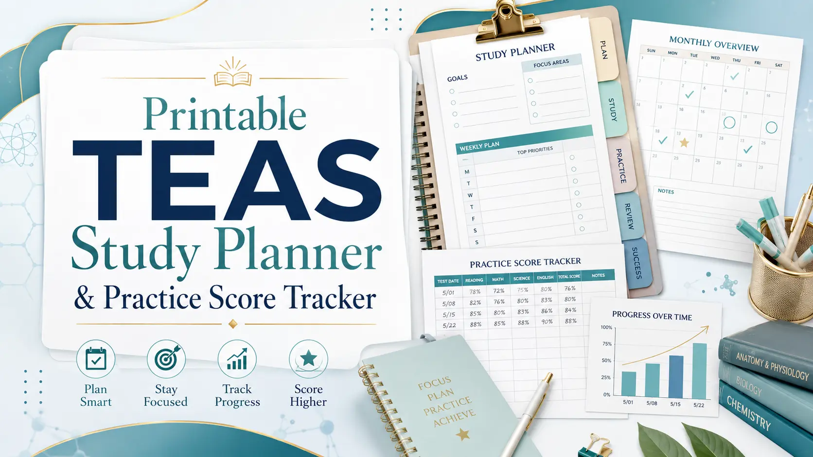 Printable TEAS Study Planner & Practice Score Tracker