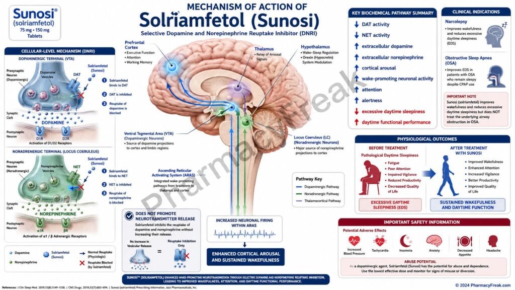 Mechanism of Action of Solriamfetol Flowchart