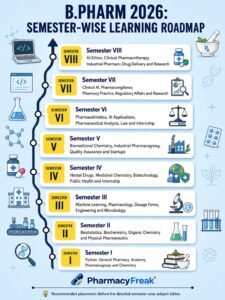 Semester-wise learning roadmap for the PCI B.Pharm syllabus 2026
