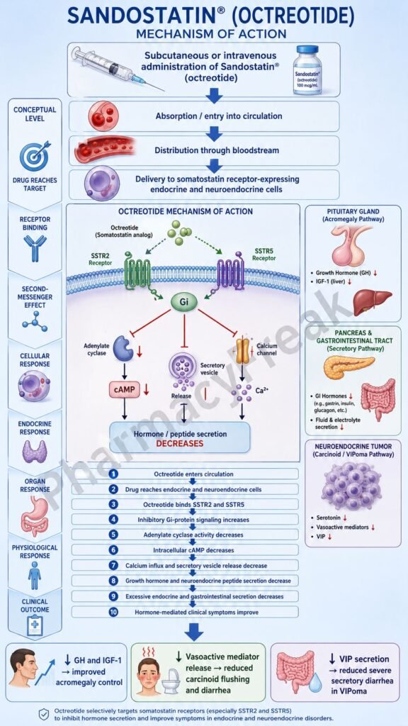 Mechanism of Action of Sandostatin Flowchart